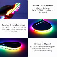 Dream Color 24V RGB LED-Streifen 5m WS2811, 720 COB-LED/m, 10mm, flexibel, adressierbar